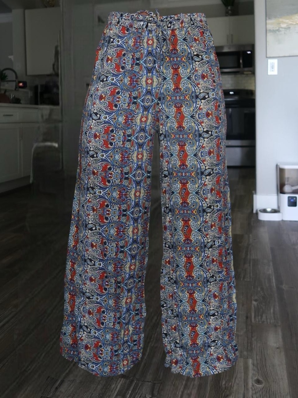Kaktus Multicolor Paisley Wide Leg Pants - Blue & Red
